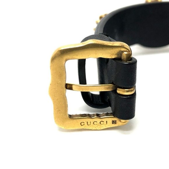 Auth GUCCI Taiga head Accessories Bracelet Leather Black/Gold/Multicolore - Picture 5 of 11